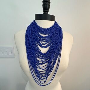 Dramatic Blue Beaded Beauty Necklace
